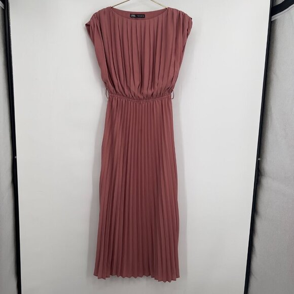 Zara Pleated Blush Pink Maxi Dress – Size S - Picture 1 of 10